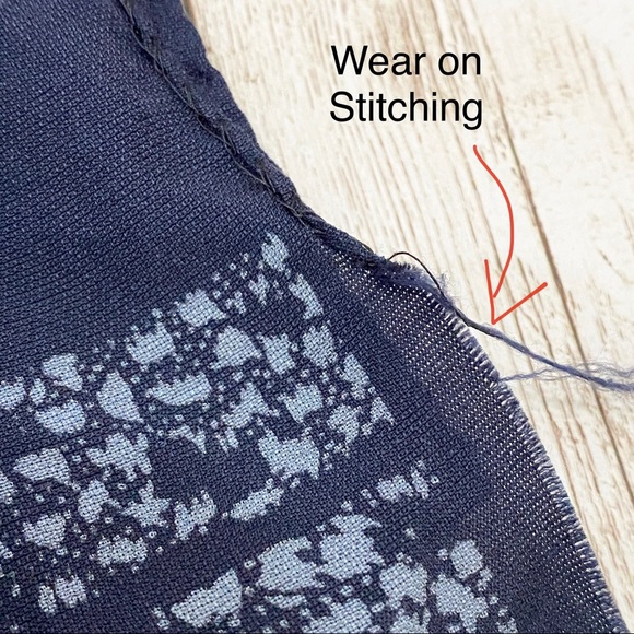 Vintage Christian Dior Navy Printed Raw Hem Scarf - Picture 10 of 10